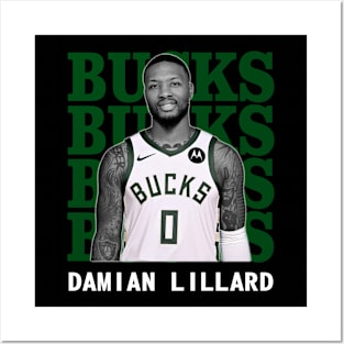 Milwaukee Bucks Damian Lillard 0 Posters and Art